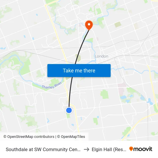 Southdale at SW Community Centre Eb - #2769 to Elgin Hall (Residence) map