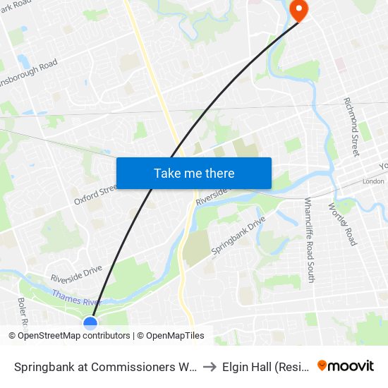 Springbank at Commissioners W Eb - #1733 to Elgin Hall (Residence) map