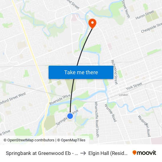 Springbank at Greenwood Eb - #1737 to Elgin Hall (Residence) map