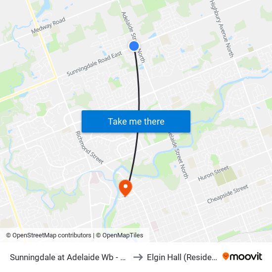 Sunningdale at Adelaide Wb - #2697 to Elgin Hall (Residence) map