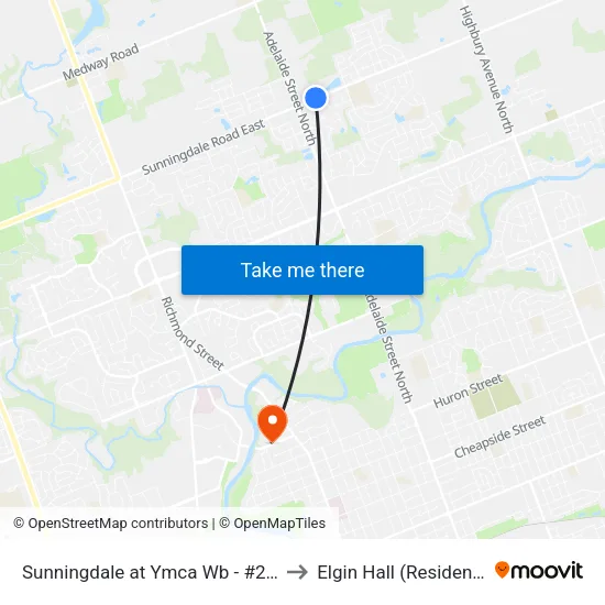 Sunningdale at Ymca Wb - #2700 to Elgin Hall (Residence) map