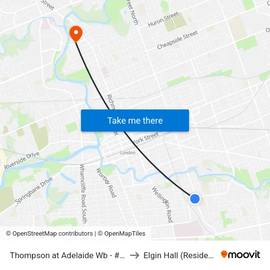 Thompson at Adelaide Wb - #1777 to Elgin Hall (Residence) map