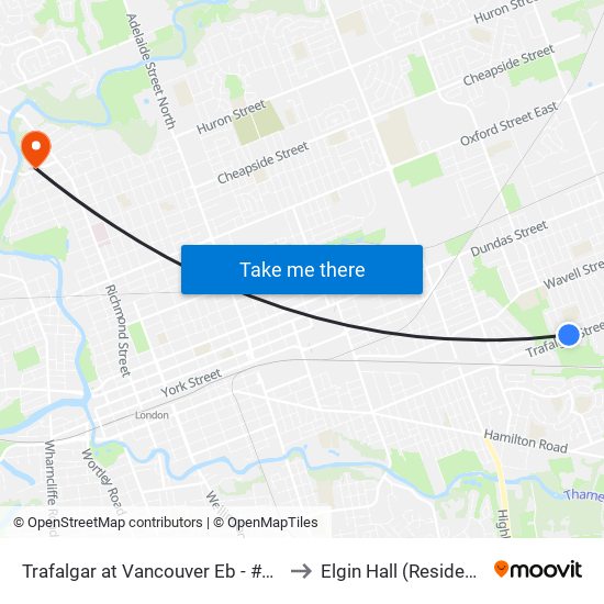 Trafalgar at Vancouver  Eb - #1803 to Elgin Hall (Residence) map