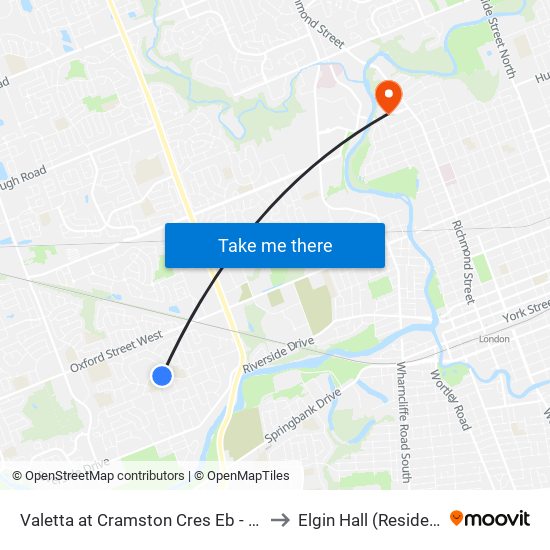 Valetta at Cramston Cres Eb - #1834 to Elgin Hall (Residence) map