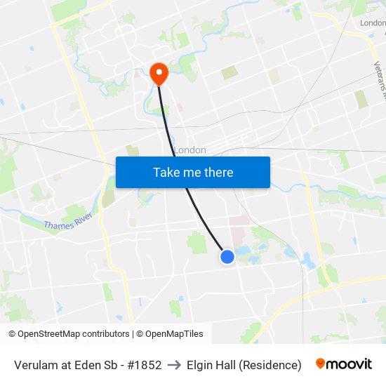 Verulam at Eden Sb - #1852 to Elgin Hall (Residence) map