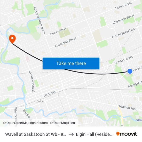 Wavell at Saskatoon St Wb - #1915 to Elgin Hall (Residence) map