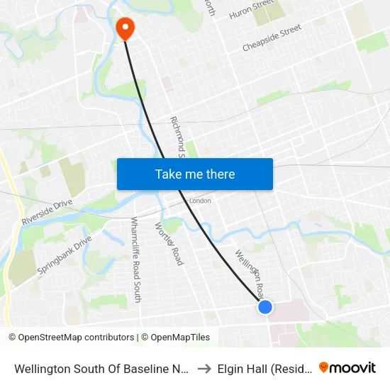 Wellington South Of Baseline Nb - #1923 to Elgin Hall (Residence) map