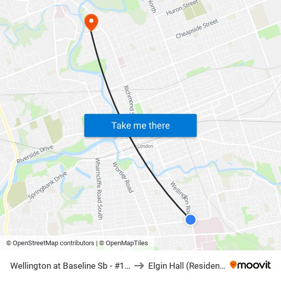 Wellington at Baseline Sb - #1924 to Elgin Hall (Residence) map