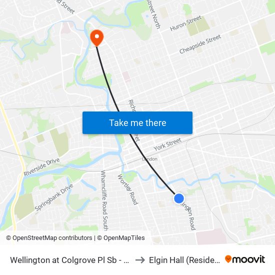 Wellington at Colgrove Pl Sb - #1930 to Elgin Hall (Residence) map