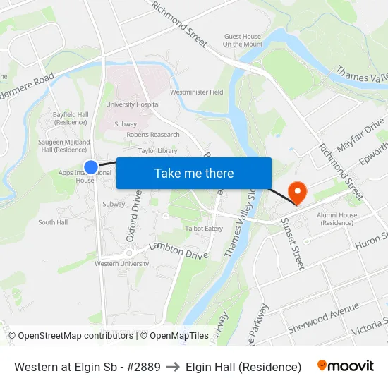 Western at Elgin Sb - #2889 to Elgin Hall (Residence) map