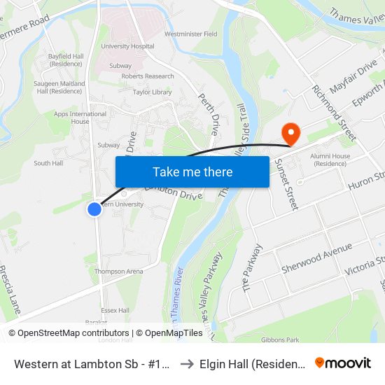 Western at Lambton  Sb - #1996 to Elgin Hall (Residence) map