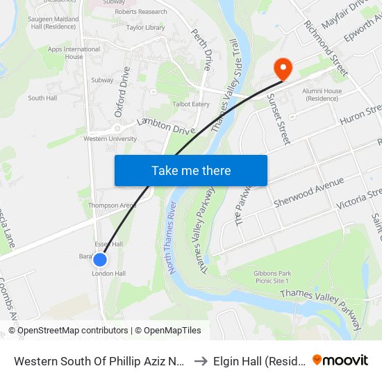 Western South Of Phillip Aziz Nb - #2290 to Elgin Hall (Residence) map