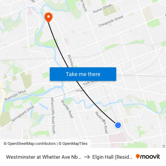 Westminster at Whetter Ave Nb - #2007 to Elgin Hall (Residence) map