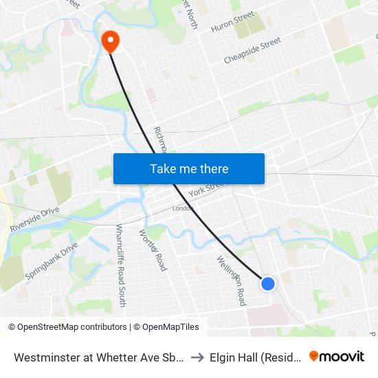 Westminster at Whetter Ave Sb - #2008 to Elgin Hall (Residence) map
