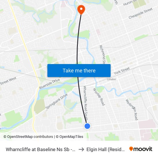 Wharncliffe at Baseline Ns Sb - #2016 to Elgin Hall (Residence) map