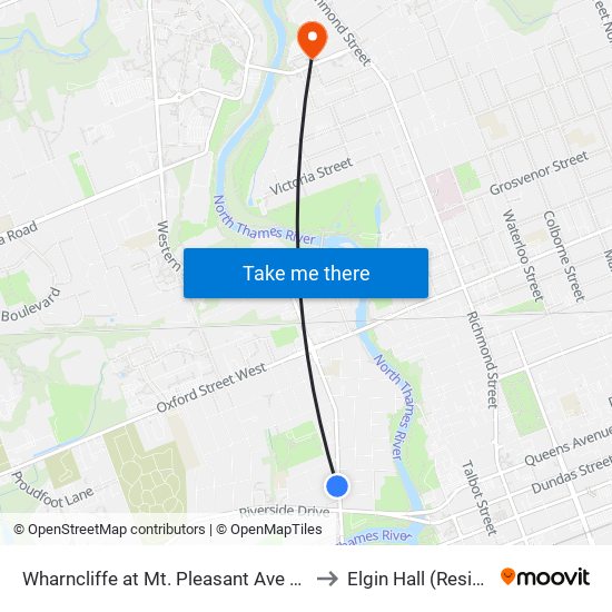 Wharncliffe at Mt. Pleasant Ave Sb - #2045 to Elgin Hall (Residence) map