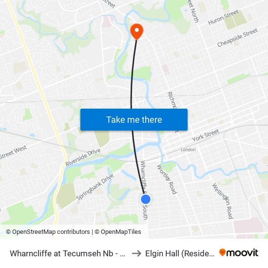 Wharncliffe at Tecumseh Nb - #2054 to Elgin Hall (Residence) map