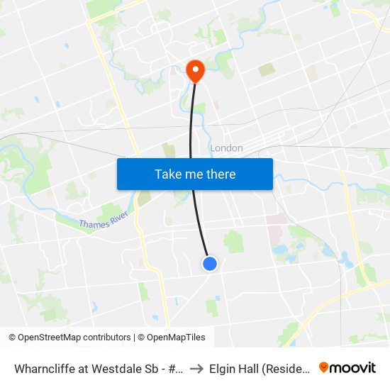 Wharncliffe at Westdale Sb - #2056 to Elgin Hall (Residence) map