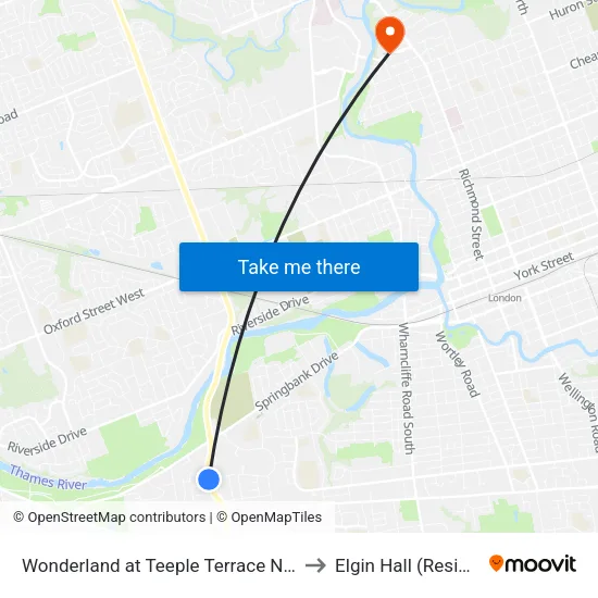 Wonderland at Teeple Terrace Nb - #2134 to Elgin Hall (Residence) map
