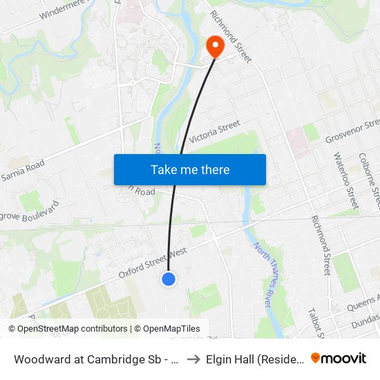 Woodward at Cambridge Sb - #2141 to Elgin Hall (Residence) map