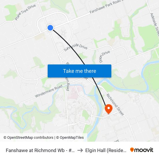 Fanshawe at Richmond Wb - #2832 to Elgin Hall (Residence) map