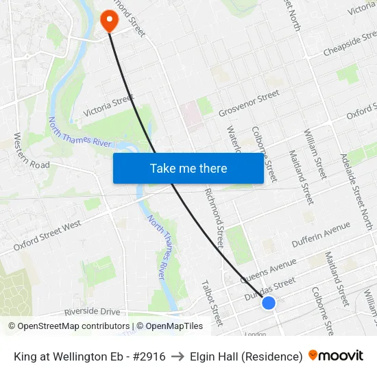 King at Wellington Station Eb - #2916 to Elgin Hall (Residence) map