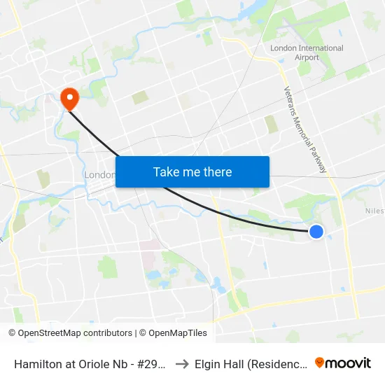 Hamilton at Oriole Nb - #2956 to Elgin Hall (Residence) map