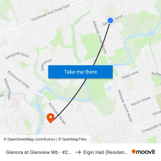 Glenora at Glenview Wb - #2473 to Elgin Hall (Residence) map
