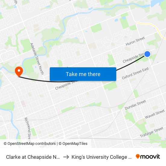 Clarke at Cheapside Nb - #2934 to King's University College at Western map