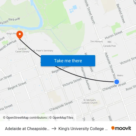 Adelaide at Cheapside Nb - #24 to King's University College at Western map