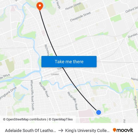 Adelaide South Of Leathorne St Nb - #48 to King's University College at Western map