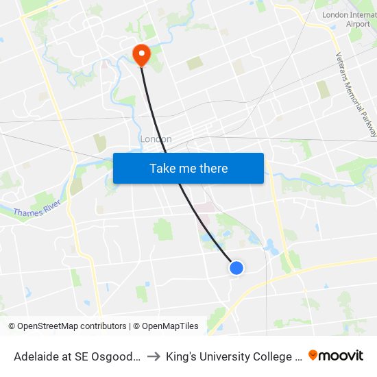 Adelaide at SE Osgoode Nb - #60 to King's University College at Western map