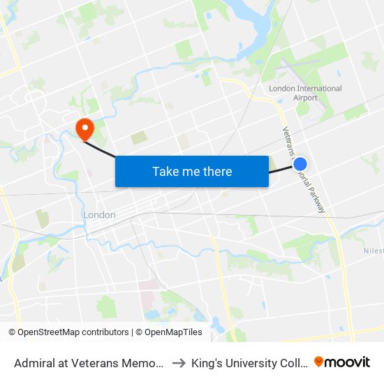 Admiral at Veterans Memorial Pkwy Wb - #104 to King's University College at Western map