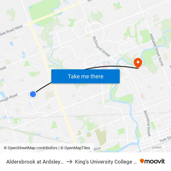 Aldersbrook at Ardsley Sb - #115 to King's University College at Western map