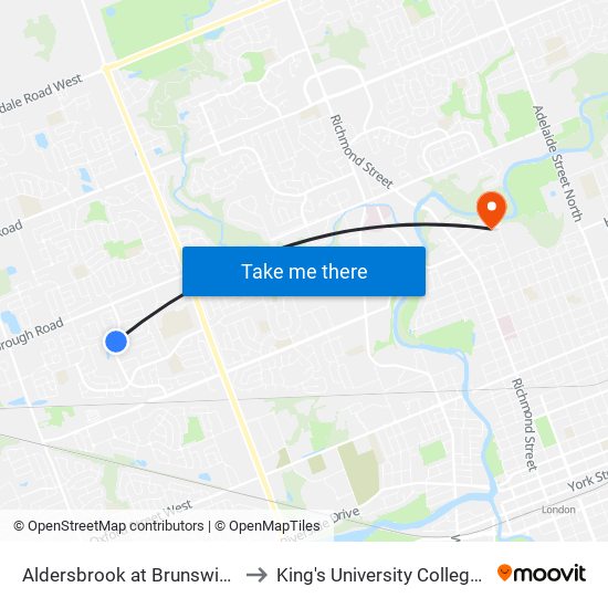 Aldersbrook at Brunswick Nb - #122 to King's University College at Western map