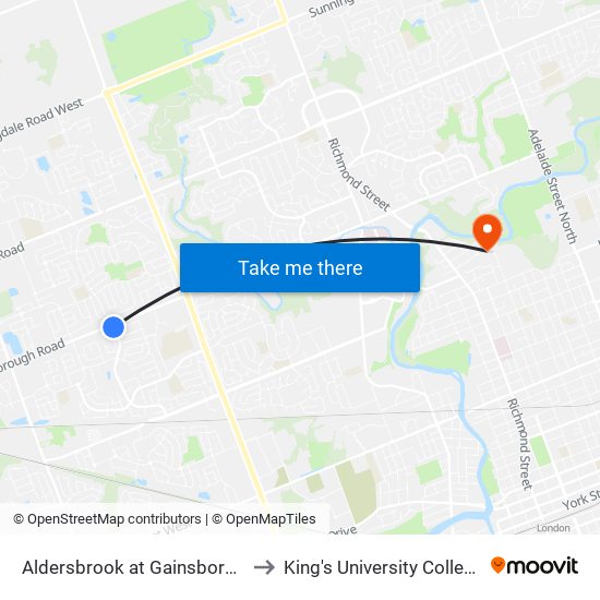 Aldersbrook at Gainsborough Nb - #126 to King's University College at Western map