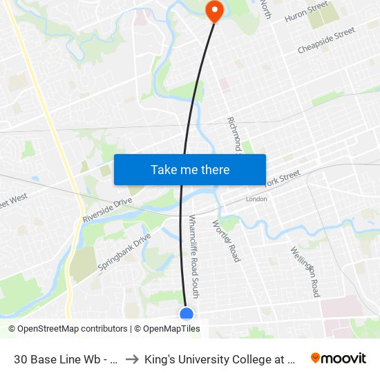 30 Base Line Wb - #212 to King's University College at Western map