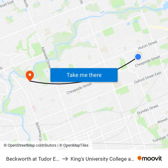 Beckworth at Tudor Eb - #233 to King's University College at Western map