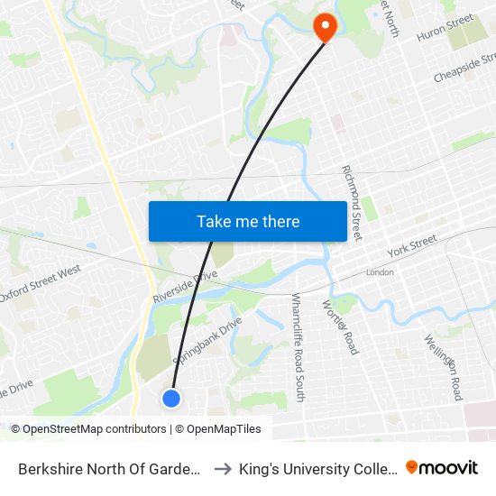 Berkshire North Of Gardenwood Sb - #241 to King's University College at Western map