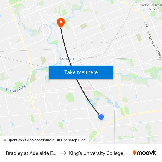 Bradley at Adelaide Eb - #2203 to King's University College at Western map