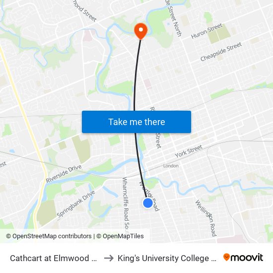 Cathcart at Elmwood Nb - #336 to King's University College at Western map