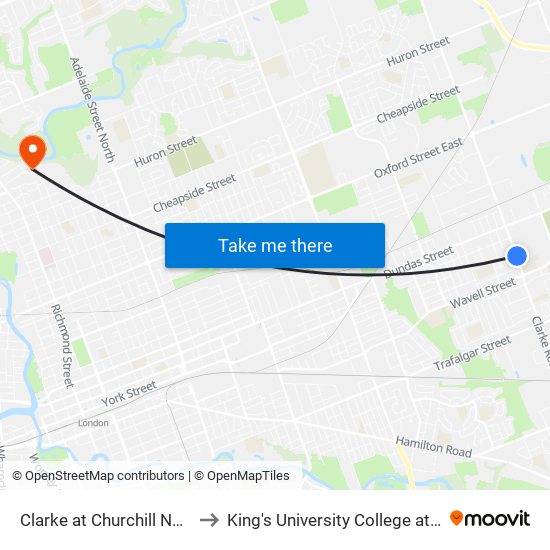 Clarke at Churchill Nb - #398 to King's University College at Western map