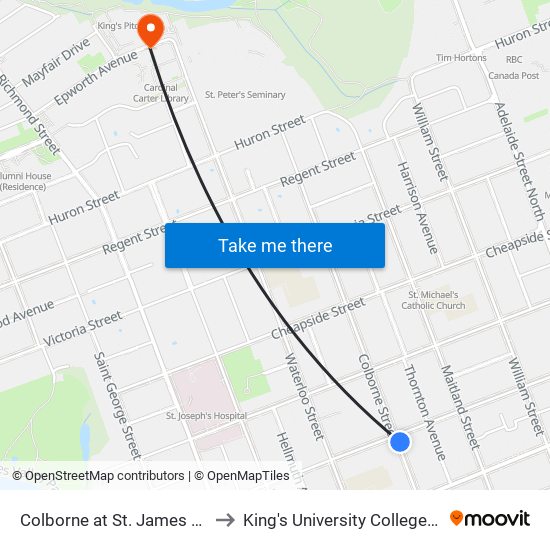 Colborne at St. James Nb - #2800 to King's University College at Western map