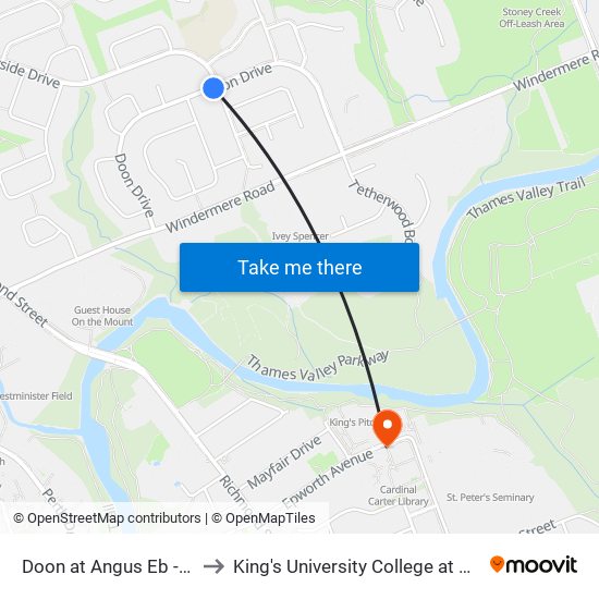 Doon at Angus Eb - #519 to King's University College at Western map