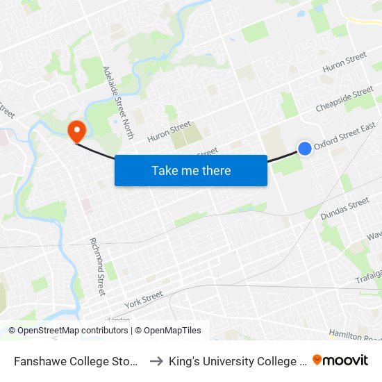 Fanshawe College Stop 3 - #2224 to King's University College at Western map