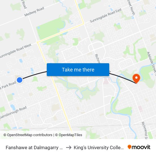 Fanshawe at Dalmagarry Fs1 Eb - #2753 to King's University College at Western map