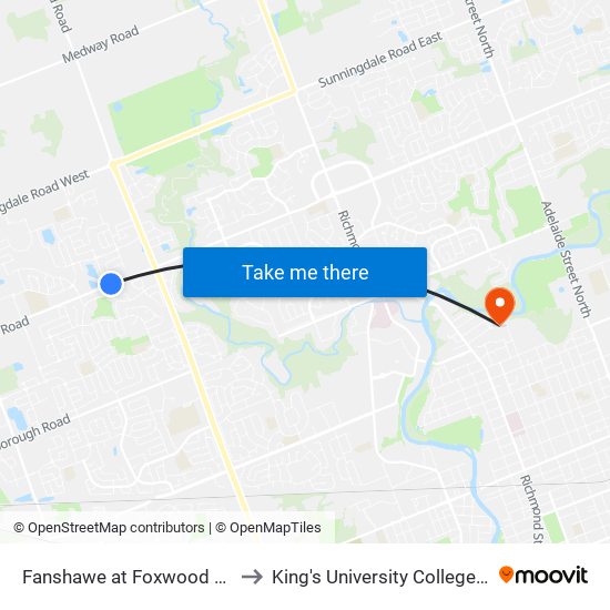 Fanshawe at Foxwood Wb - #2513 to King's University College at Western map