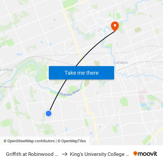 Griffith at Robinwood Eb - #818 to King's University College at Western map