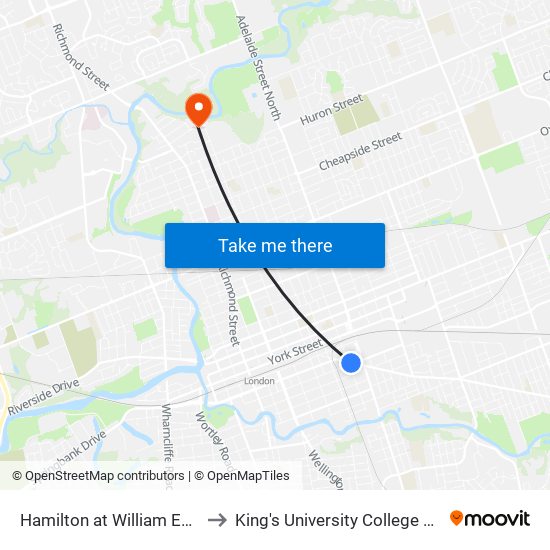 Hamilton at William Eb - #2317 to King's University College at Western map