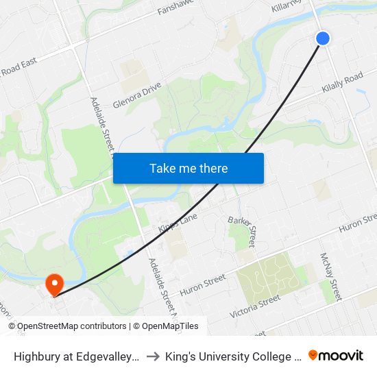 Highbury at Edgevalley Sb - #903 to King's University College at Western map